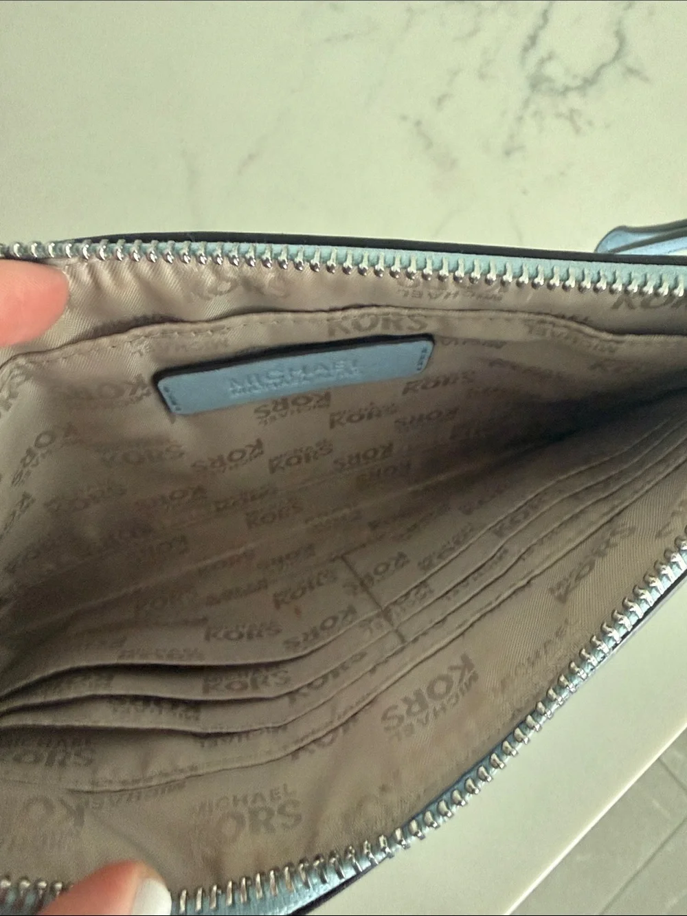 Michael Kors Light Blue Wristlet Clutch